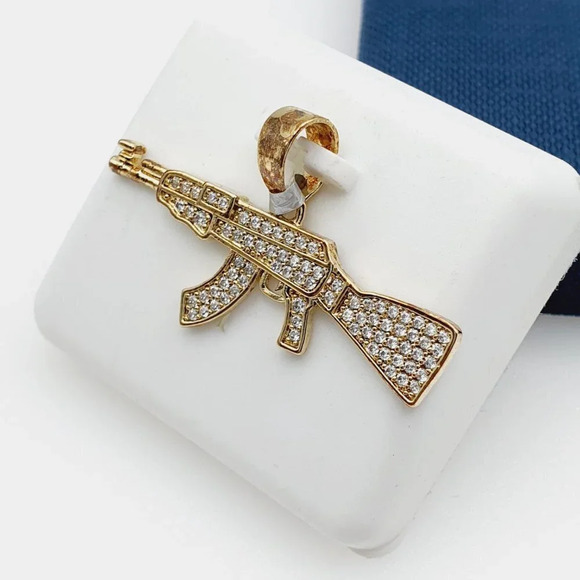 "14K Gold Plated Cubic Zircon Pendant, INUS1BR076 - Picture 10 of 10